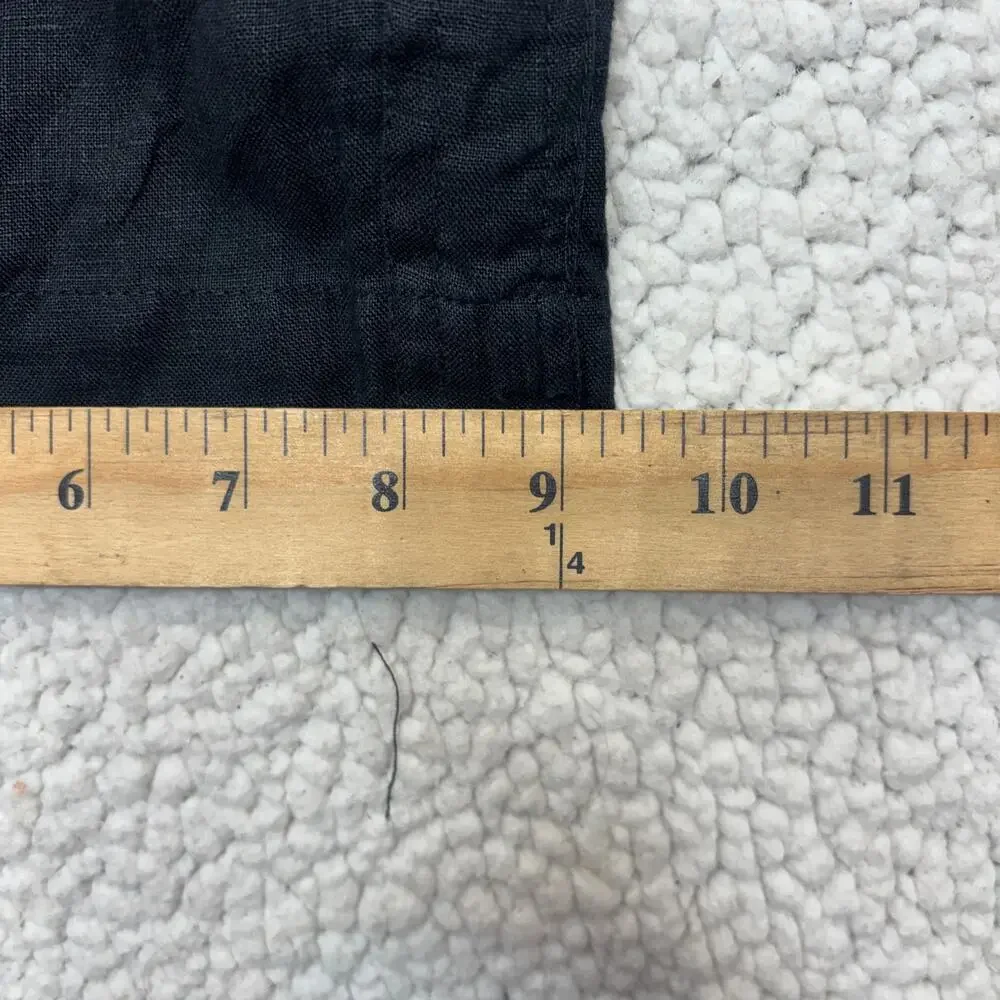 Quince Linen Pants Womens Small Black 100% European Drawstring Wide Leg Coastal